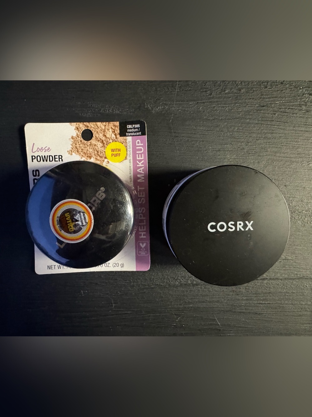 L.A. Colors Loose Powder and COSRX Peptide Collagen Hydrogel Eye Patches